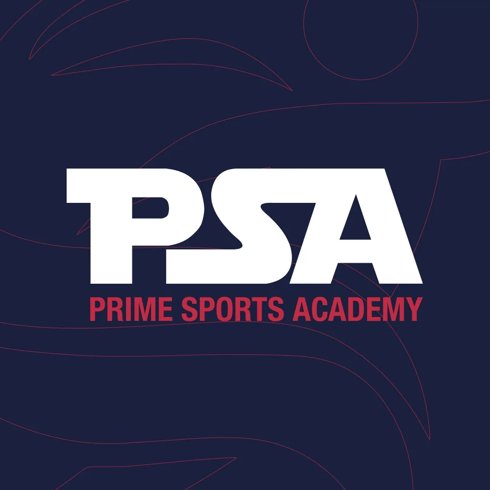 Prime Sports Academy. A mark drawn to stay legible on kit, signage and a phone screen.